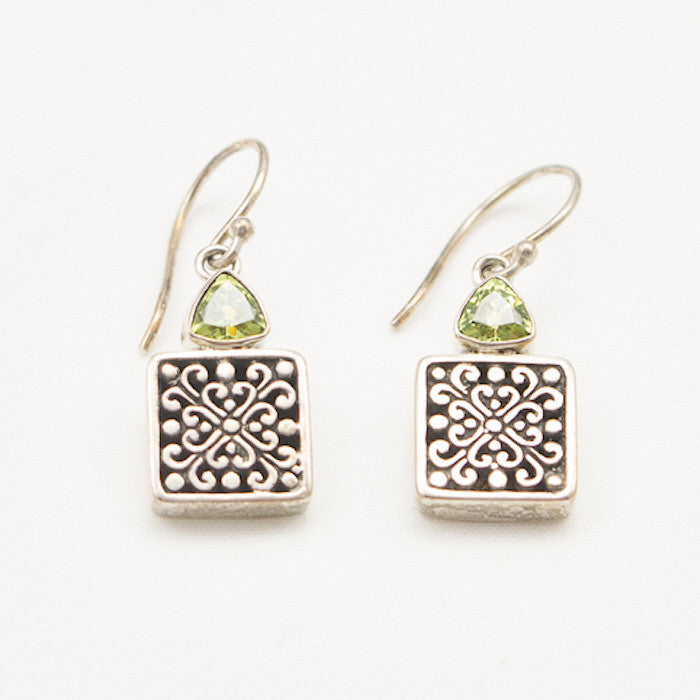 Sterling Silver with Peridot Dangle Earrings