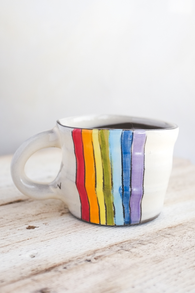 Rainbow Mug Hand Painted Ceramic