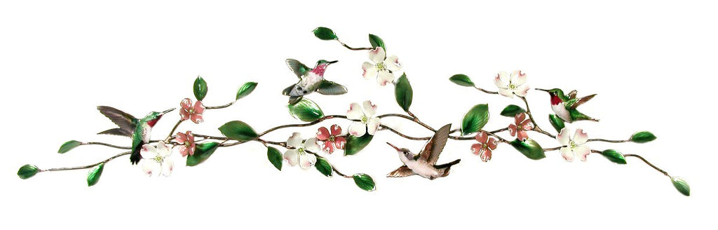 Hummingbirds, 4 varieties, On Dogwood Bough Wall Art by Bovano