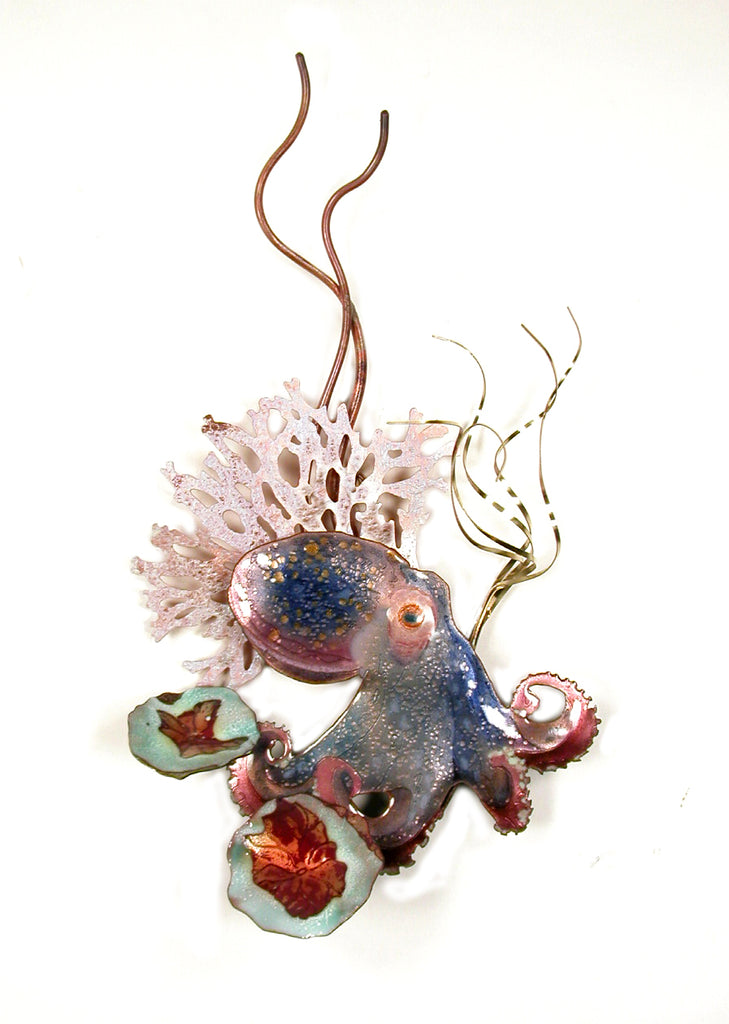 Octopus with Grasses and Coral Wall Art by Bovano
