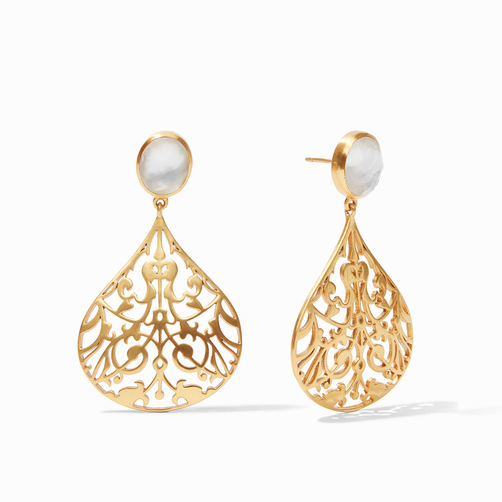 Chantilly Earring Gold Iridescent Clear Crystal by Julie Vos