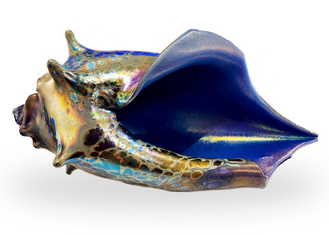 Handblown Glass Seashell in Pacific - Available in Multiple Sizes