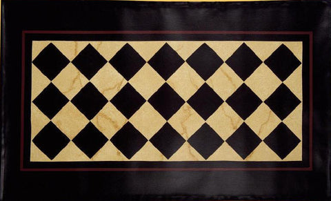 Diamond Floorcloth with Border in Marble - Size 2 feet x 3 feet