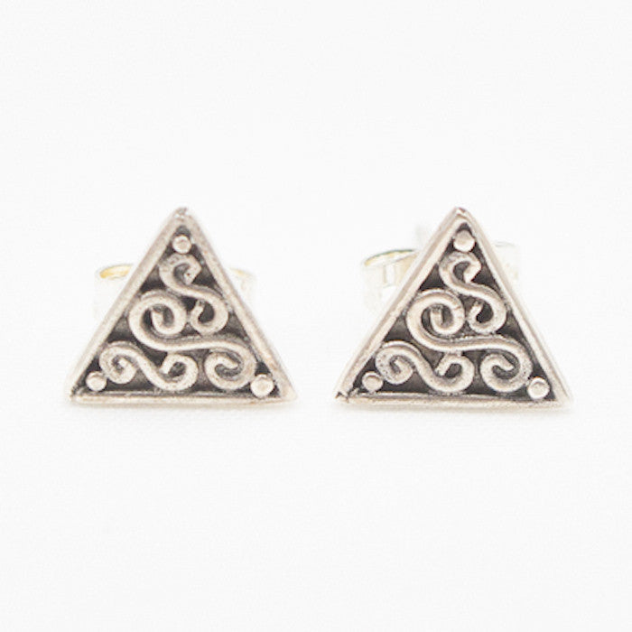 Sterling SIlver Swirls Triangle Post Earrings