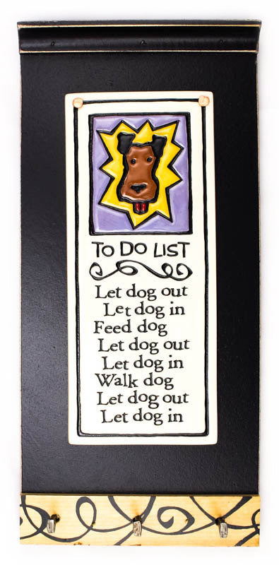 To Do List Ceramic Tile on Wooden Key Holder