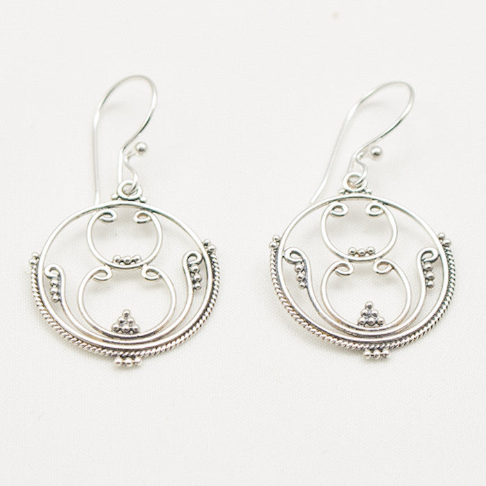 Sterling Silver Ornate Dangle Earrings