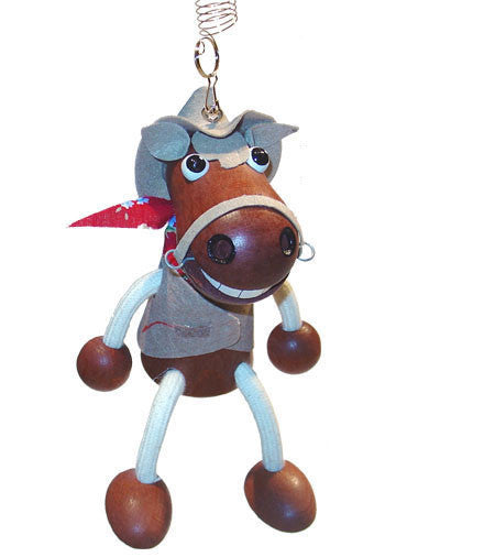 Cowboy Horse Handcrafted Wooden Jumpie