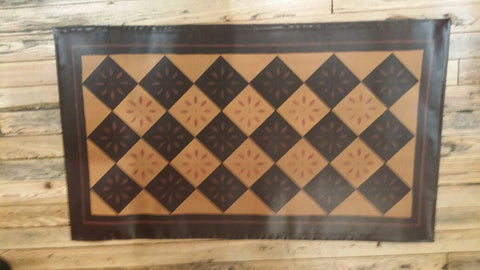 Diamond with Starburst Floorcloth with Border in Antique - Size 32'' x 52''