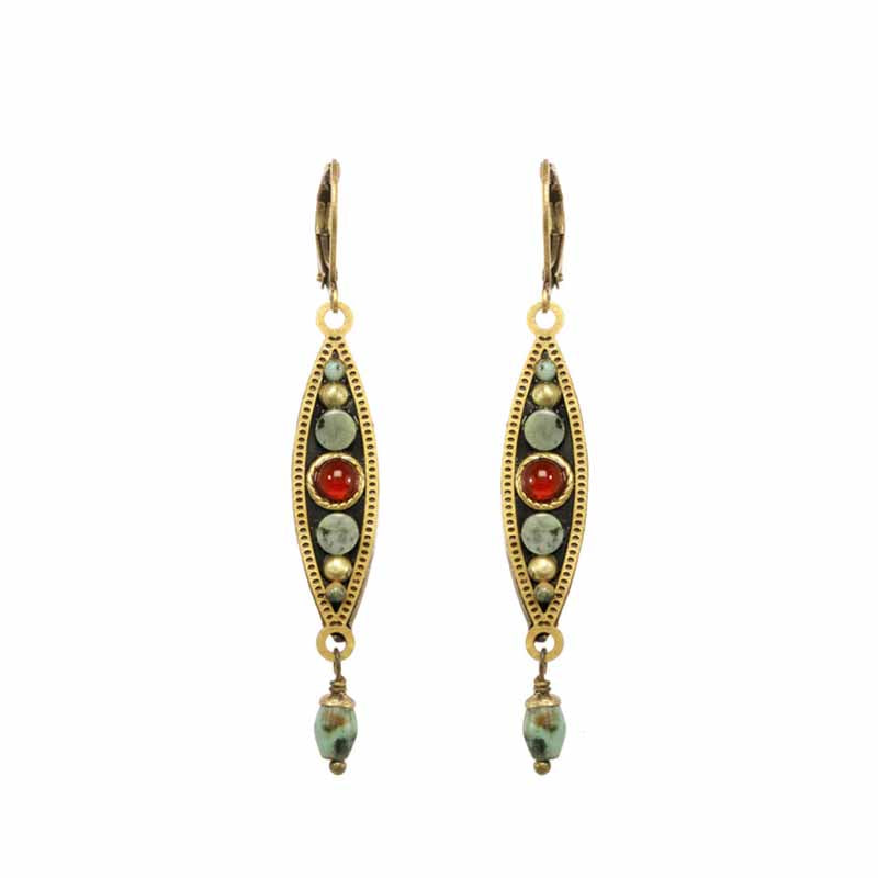 Earth Long Eye Pendant Wire Earrings