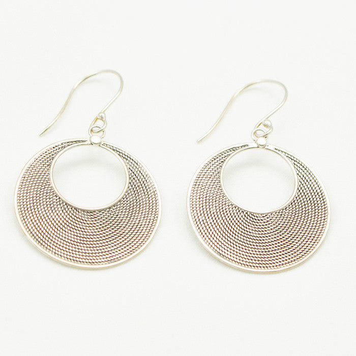 Sterling Silver Round Coil Dangle Earrings