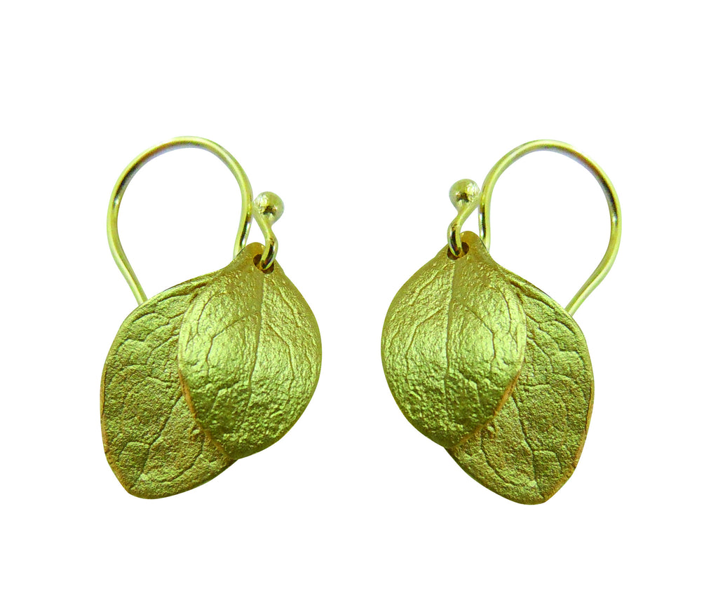 Irish Thorn 2 Leaf Wire Earrings by Michael Michaud