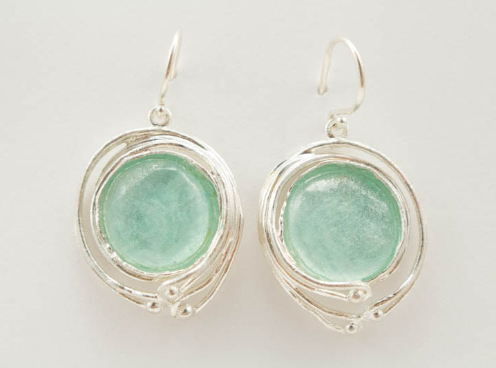 Large Wave Washed Roman Glass Earrings