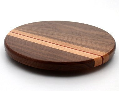 Lazy Susan with Stripes in Walnut - Size 12"