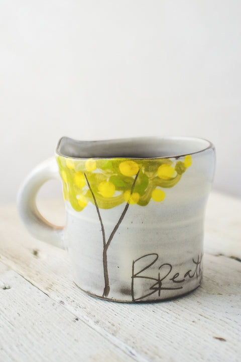 Lemon Fruit Tree Mug Hand Painted Ceramic