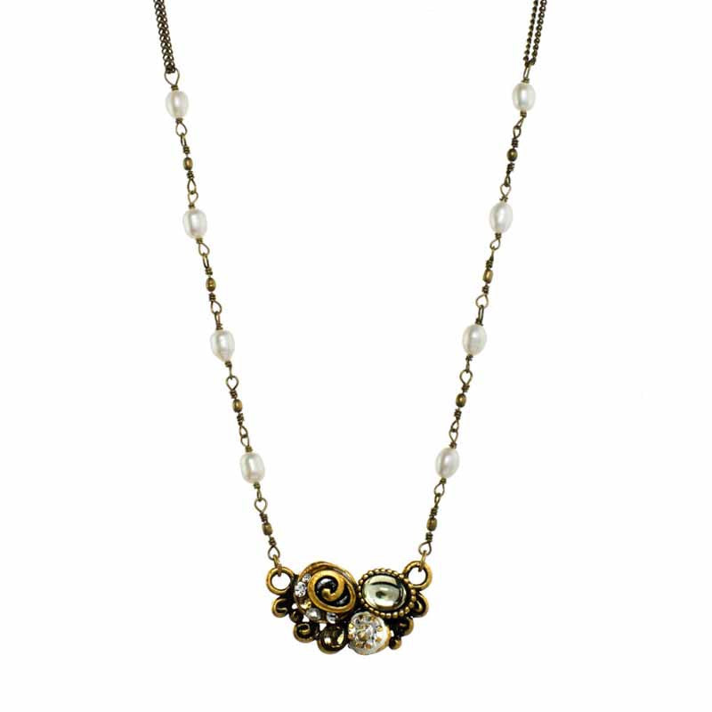 Champagne Swirl Part on Bead Chain Necklace