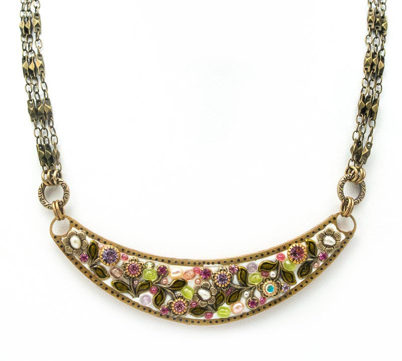 Pearl Blossom Half Moon 3 Chain Necklace by Michal Golan