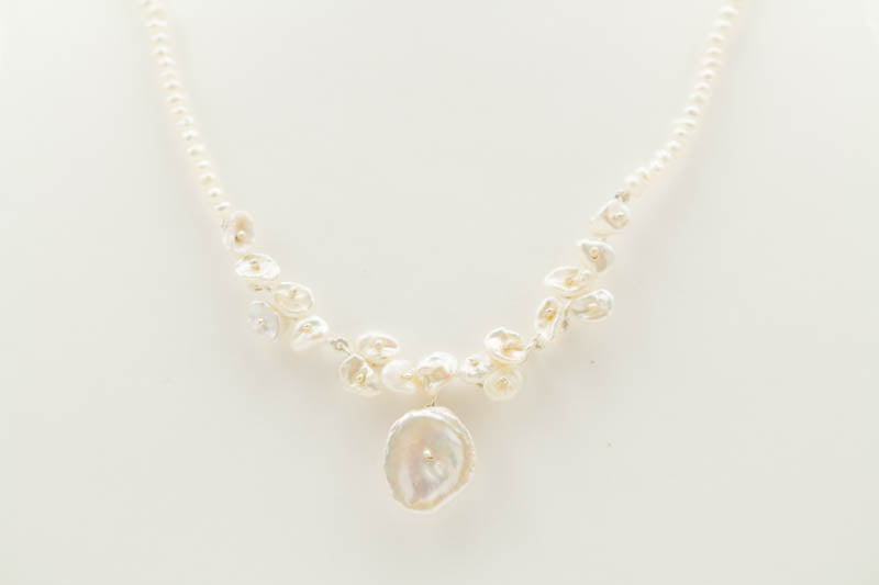 Silver Dollars and Pearls 16 inch Adjustable Necklace