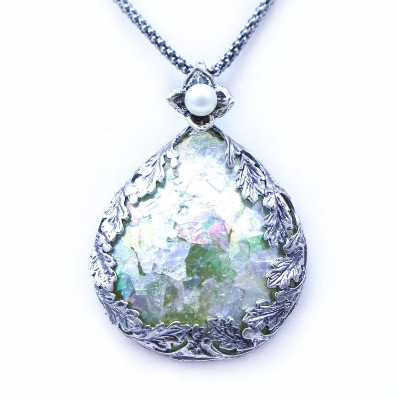 Midnight Adventure Patina Roman Glass Necklace