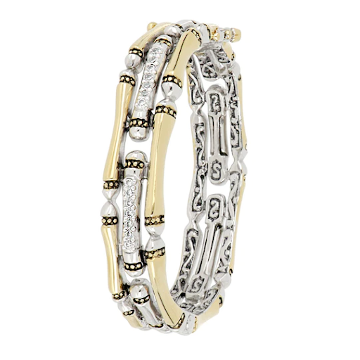 Canias Pavé Three Row Hinged Bracelet by John Medeiros