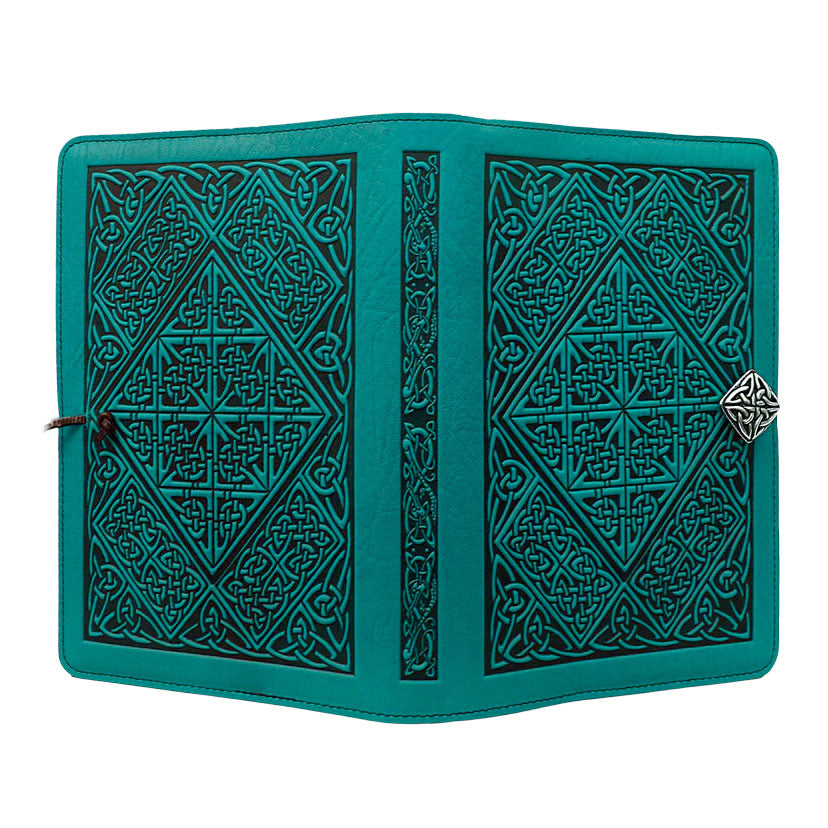 Large Leather Journal - Celtic Diamond in Teal