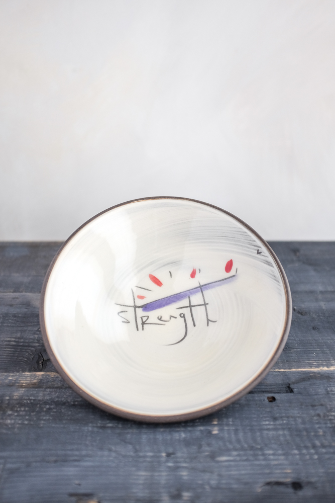Strength Pasta Bowl Hand Painted Ceramic