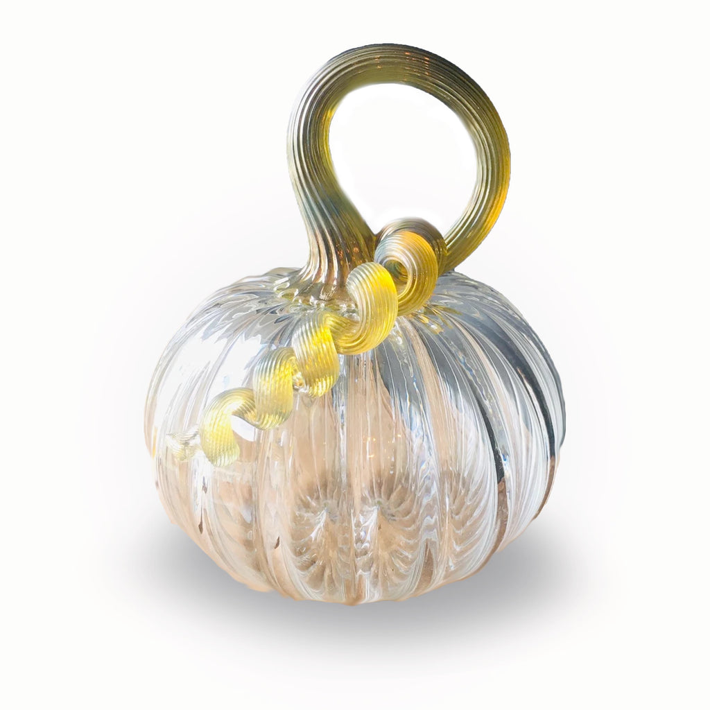 Handblown Glass Pumpkin in Clear Round