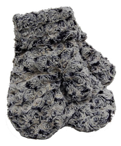 Rosebud In Black Luxury Faux Fur Mittens