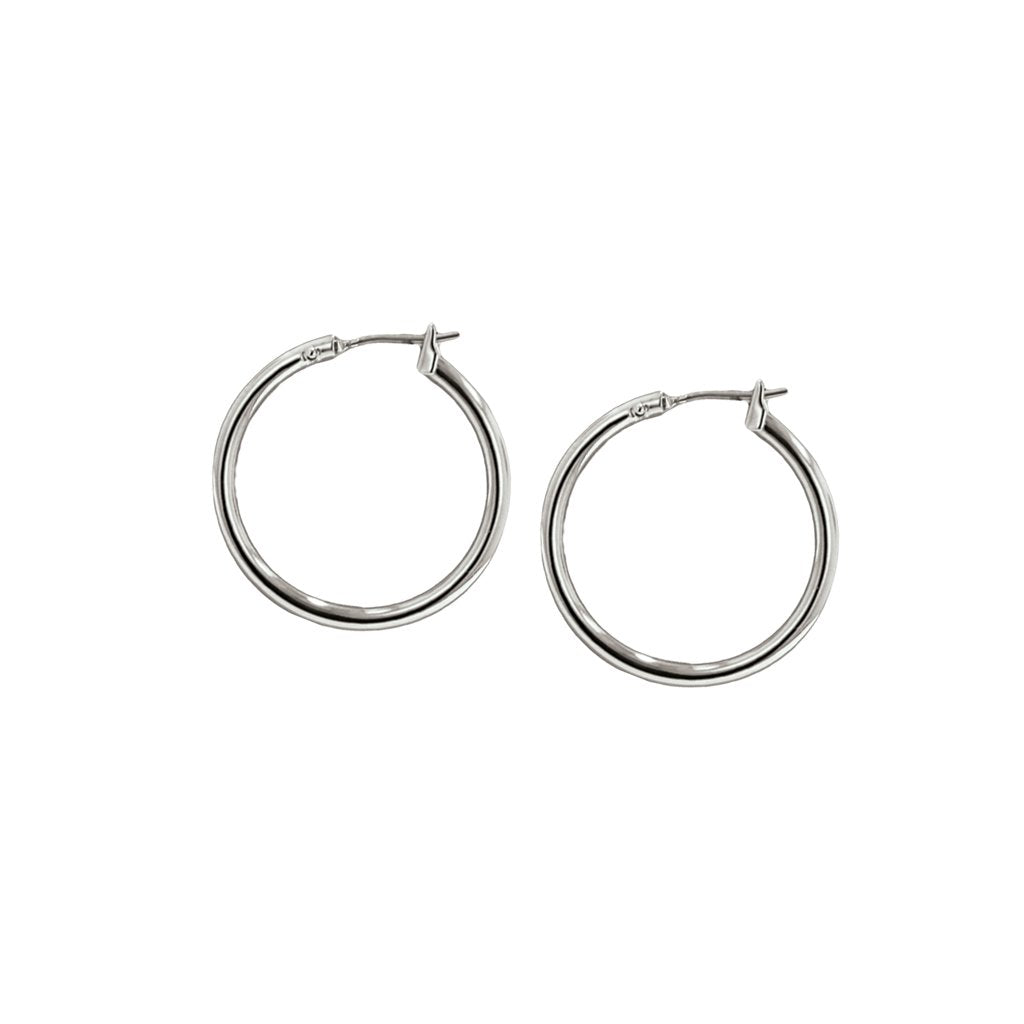 Small Hoop Rhodium Earrings by John Medeiros