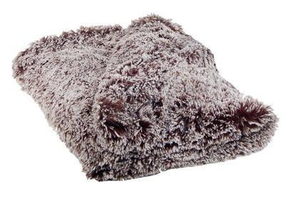 Silver Tipped Fox in Brown Luxury Faux Fur Throw 58" x 45"