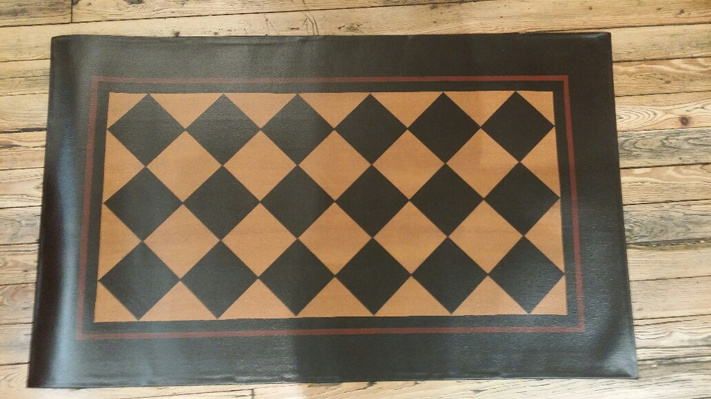 Diamond Floorcloth with Border in Antique - Size 32 inches x 52 inches