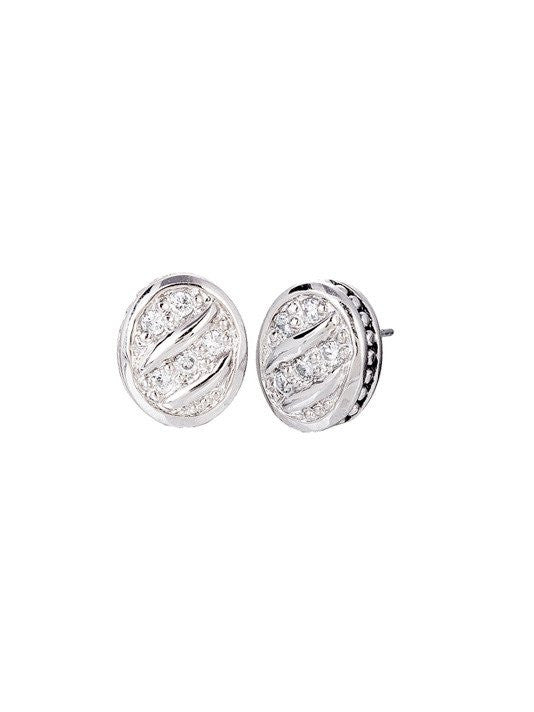 Ocean Images Sparkling Seas Pave Oval Stud Earrings by John Medeiros