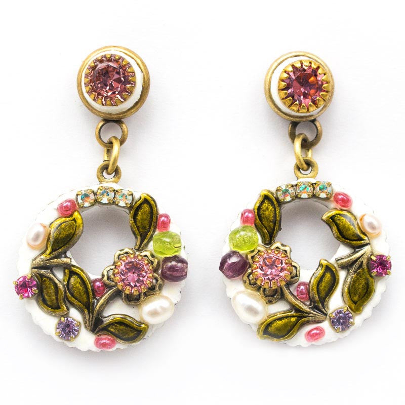 White Flower Small Loop Earrings by Michal Golan