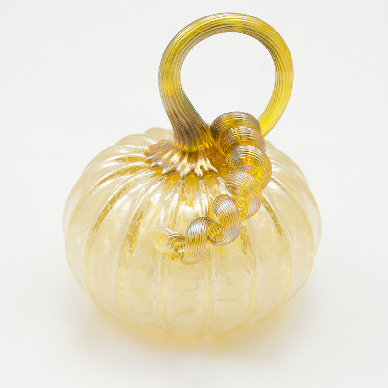 Handblown Glass Pumpkin in Ivory