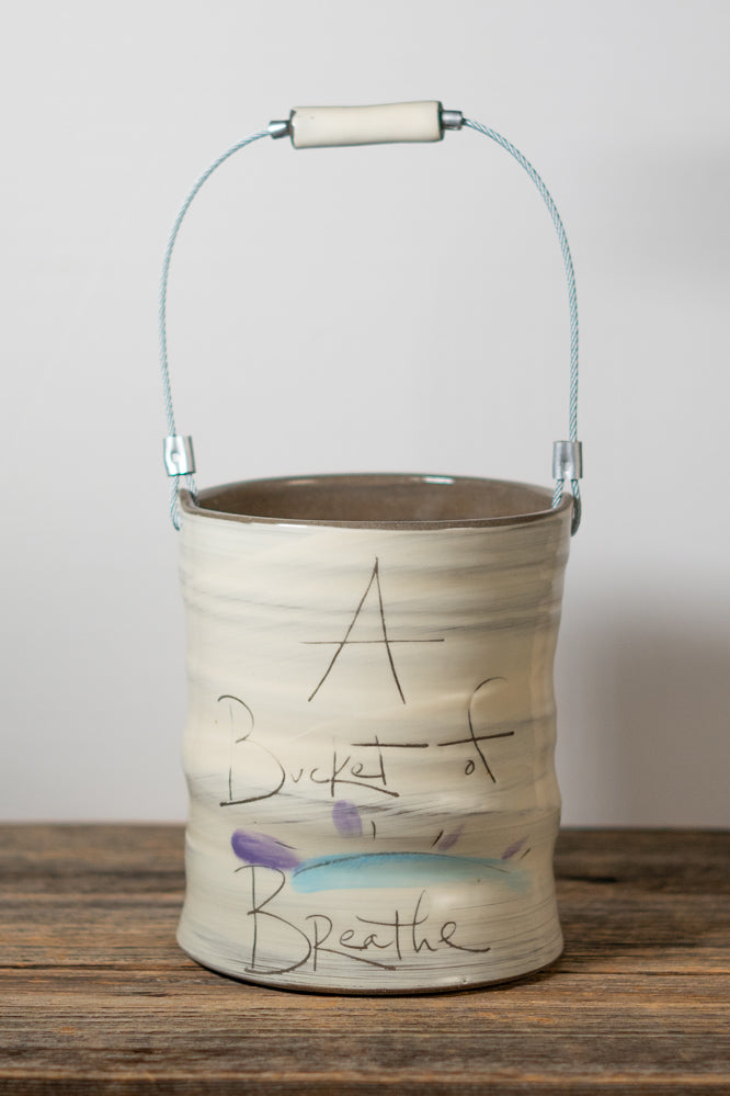 Large Bucket of Breathe Hand Painted Ceramic