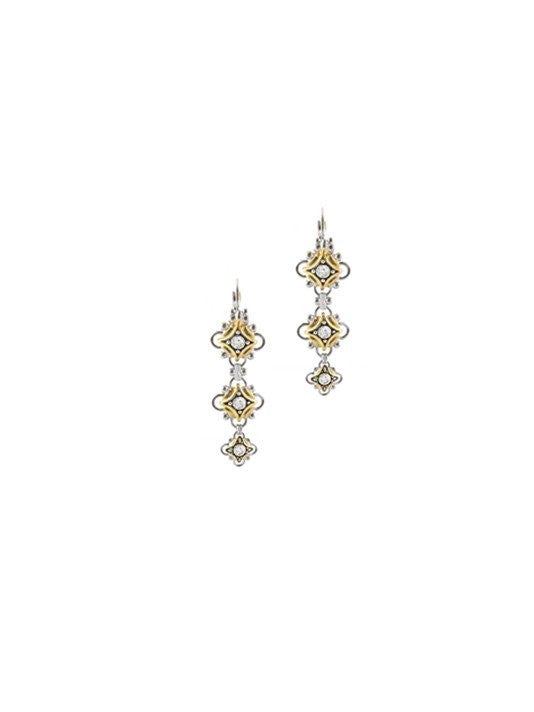 O-Link Collection Large 3 Drop French Wire Clip Earrings with CZ by John Medeiros