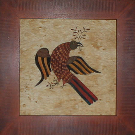 Bird Holding Stem with Red Tail by Susan Daul