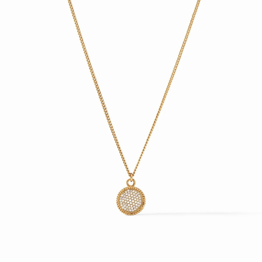 Fleur-de-Lis Solitaire Necklace Gold Pave Cubic Zirconia Reversible by Julie Vos