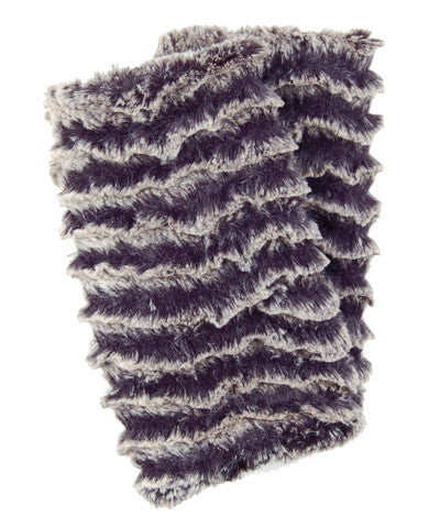 Desert Sand in Charcoal Luxury Faux Fur Fingerless Gloves