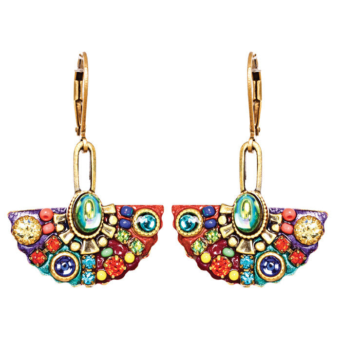 Multi Bright Half Circle Dangle Earrings by Michal Golan