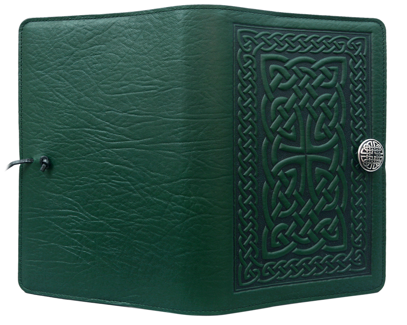 Small Leather Journal - Celtic Braid in Green