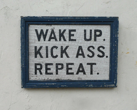Wake Up Kick Ass Repeat Small Americana Art - Available in Multiple Colors
