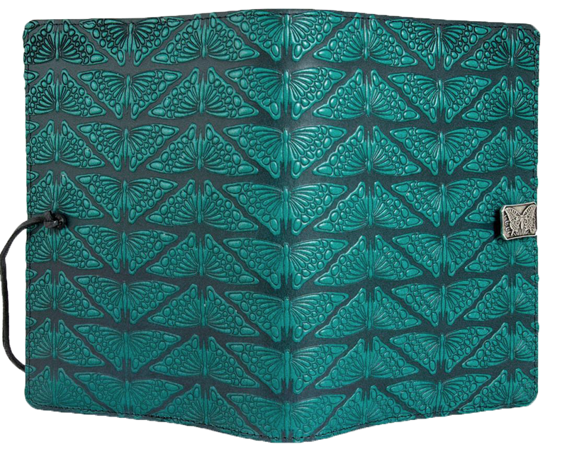 Small Leather Journal - Mariposas In Teal