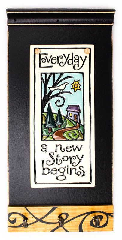 New Story Ceramic Tile on Wooden Key Holder
