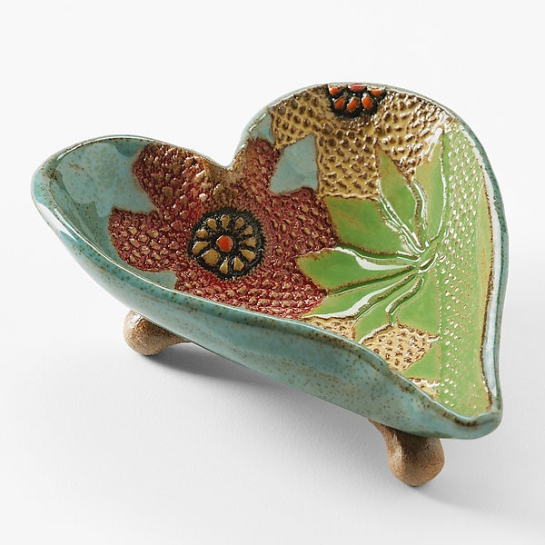 Heart Dish Footed Style 1 Ceramic Wall Art by Laurie Pollpeter