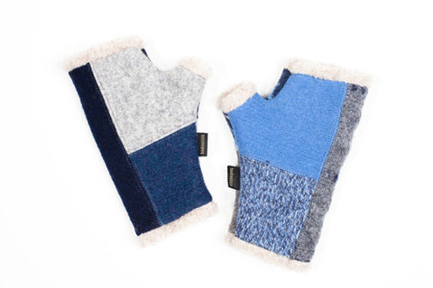 Wool Arctic Fingerless Gloves in Denim