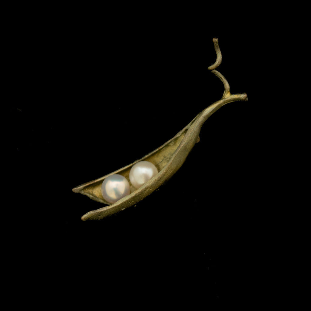 Pea Pod 2 Pearl Brooch By Michael Michaud