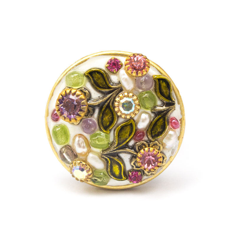 White Flower Large Round Ring by Michal Golan