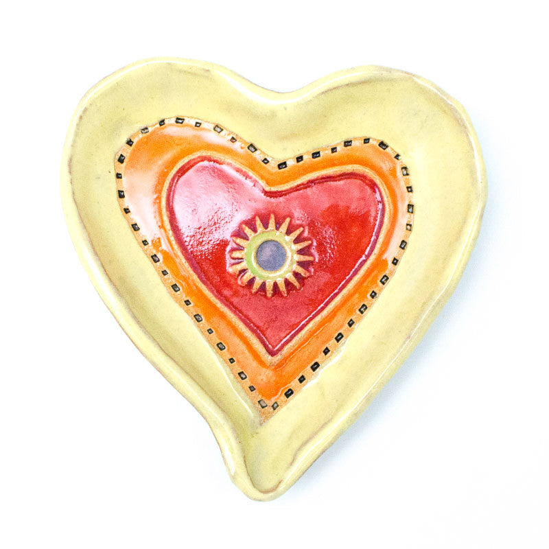 Heart Dish in Yellow Ceramic Wall Art