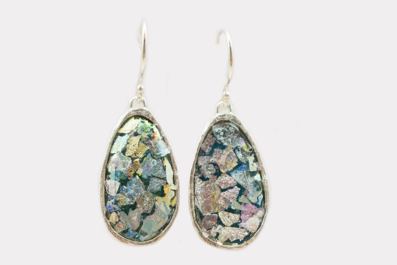 Oval Roman Glass Earrings