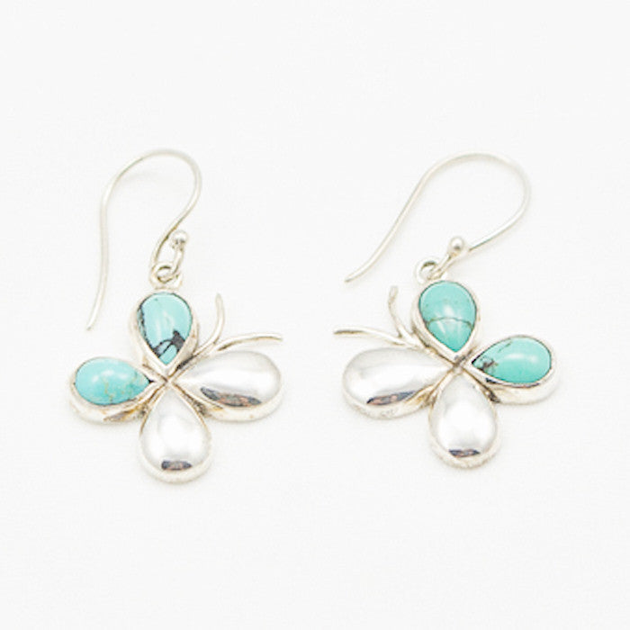 Sterling Silver Butterfly with Turquoise Earrings
